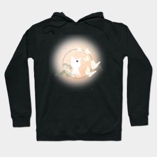 Art, cat, darkness, dark, moon, roses, cats, notes sky, stars, touch, gift, love, romantic, aesthetic, vintage, retro, music, gift, clouds, flowers Hoodie